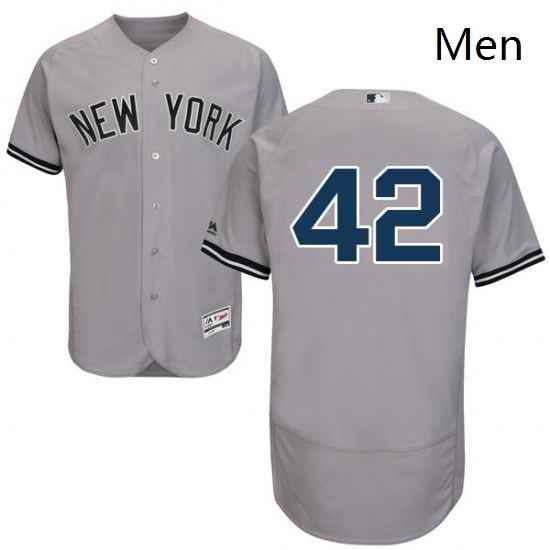 Mens Majestic New York Yankees 42 Mariano Rivera Grey Road Flex Base Authentic Collection MLB Jersey